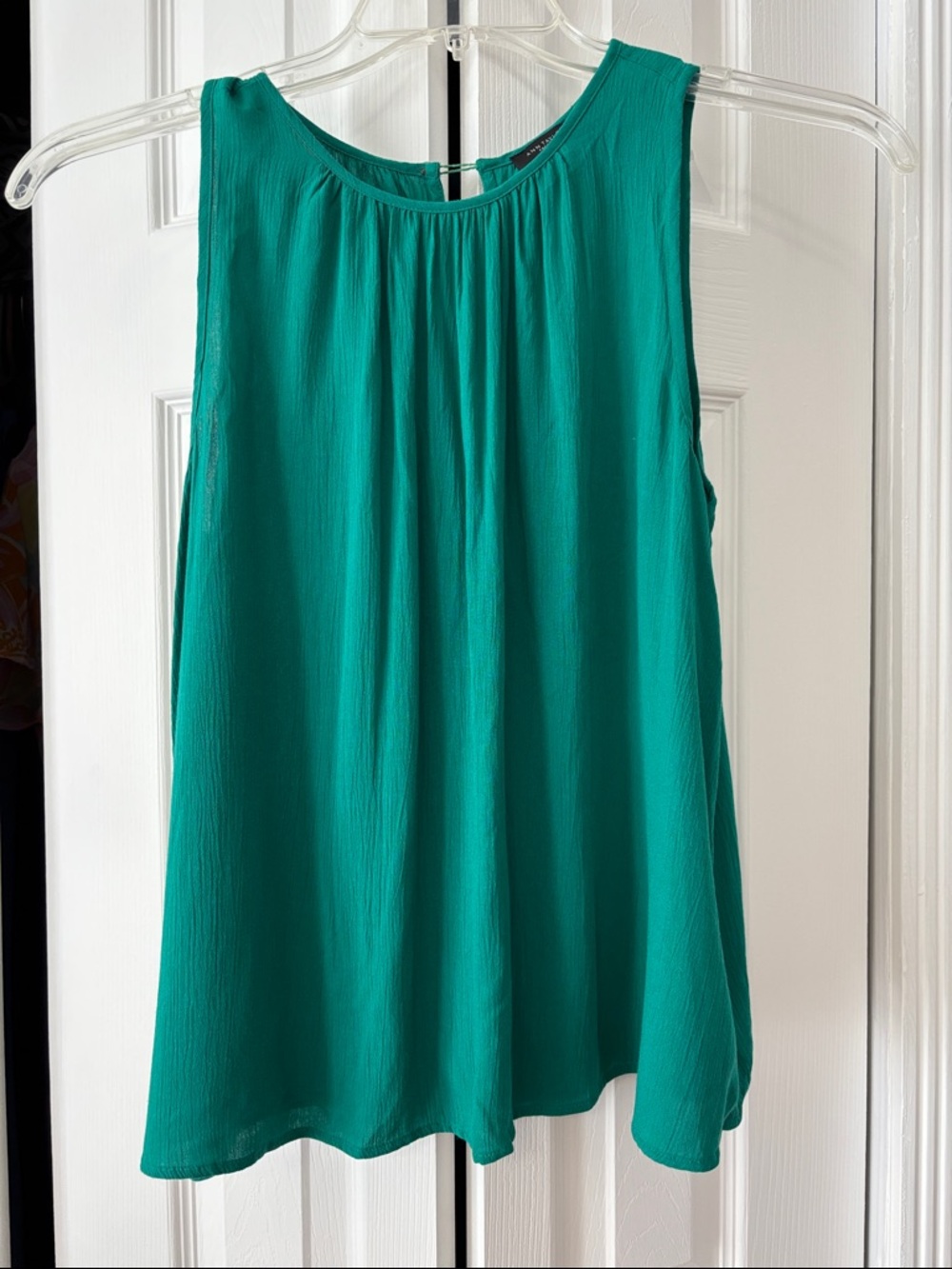 Ann Taylor Factory Teal Green Sleeveless Pleated-Neck Camisole
